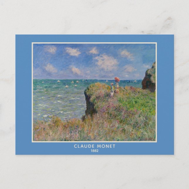 Postal Claude Monet, paisajista 'Camino acantilado en Pou (Anverso)