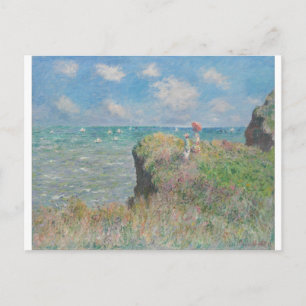 Postal Claude Monet - Paseo por el acantilado en Pourvill