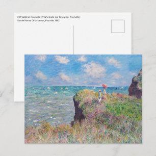 Postal Claude Monet - Paseo por el acantilado en Pourvill