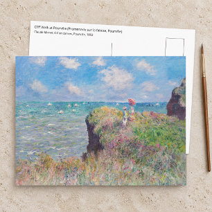 Postal Claude Monet - Paseo por el acantilado en Pourvill