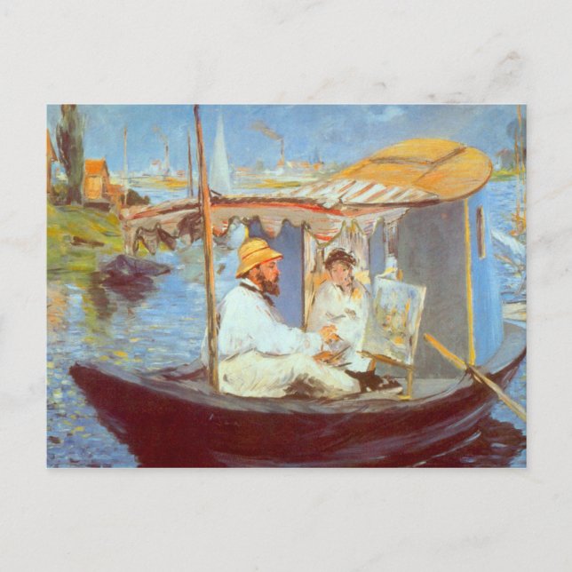 Postal Claude Monet por Edouard Manet (Anverso)