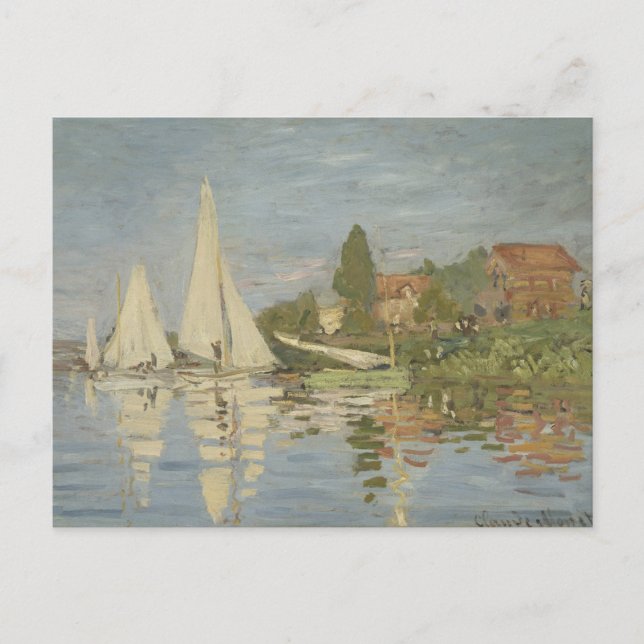 Postal Claude Monet Regattas, un viejo escritor argentino (Anverso)