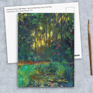Postal Claude Monet - Rincón de un estanque con nenúfares