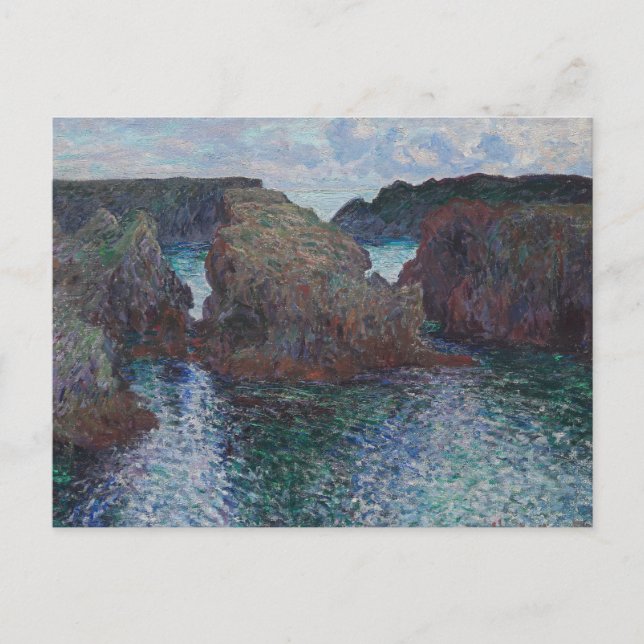 Postal Claude Monet - Rocas en Port-Goulphar, Belle-Ile (Anverso)