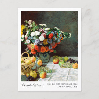 Postal Claude Monet sigue viviendo con flores y fruta