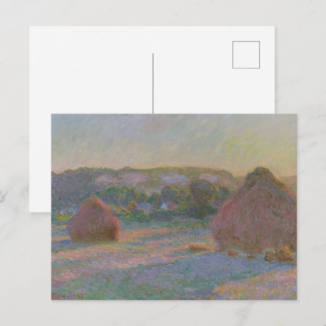 Postal Claude Monet Stacks of Wheat (End of Summer) 1890 (Anverso / Reverso)