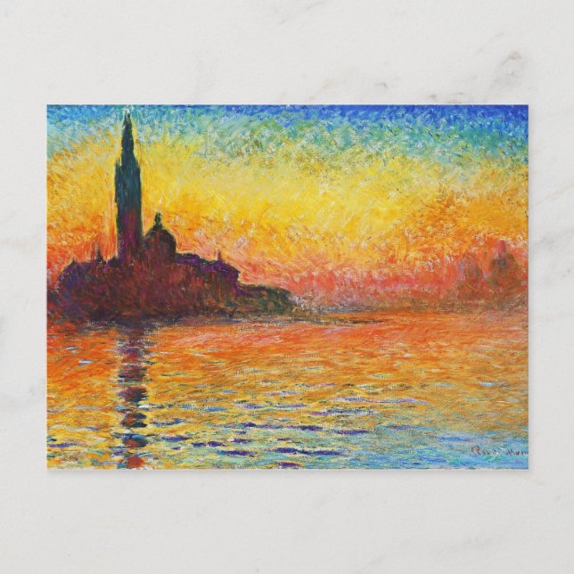 Postal Claude Monet Sunset En Venecia Arte Impresionante (Anverso)
