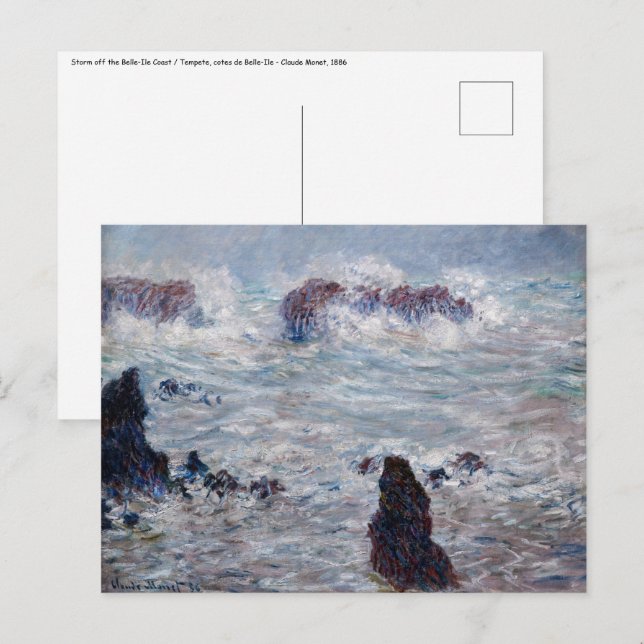 Postal Claude Monet - Tormenta frente a la costa de Belle (Anverso / Reverso)