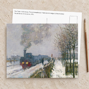 Postal Claude Monet - Tren en la Nieve / La Locomotora
