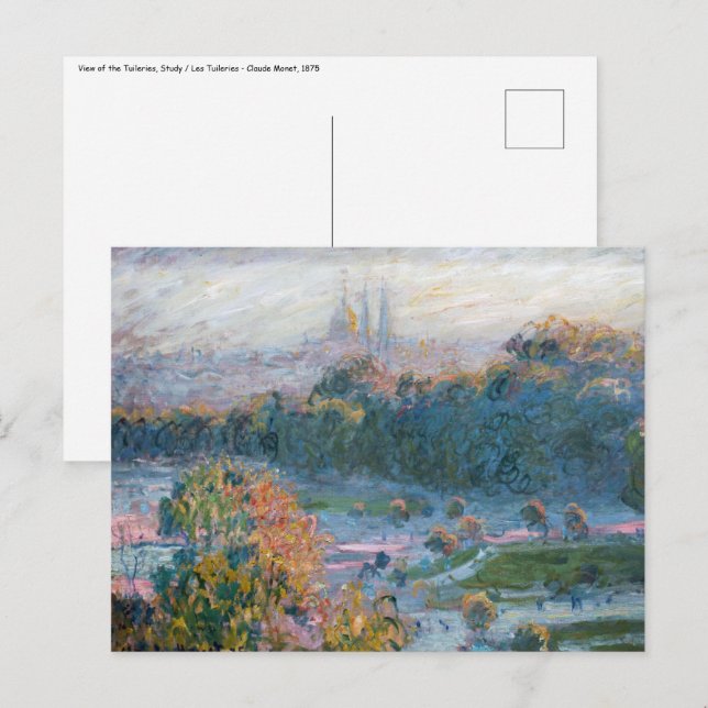 Postal Claude Monet - Vista de las Tullerías, estudio (Anverso / Reverso)