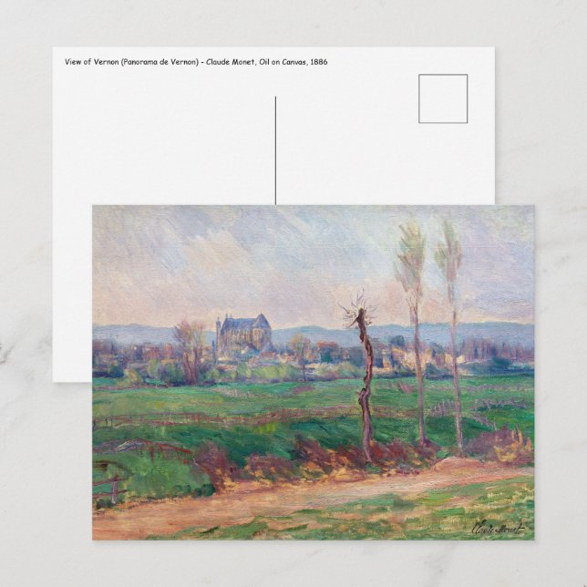 Postal Claude Monet - Vista de Vernon (Anverso / Reverso)
