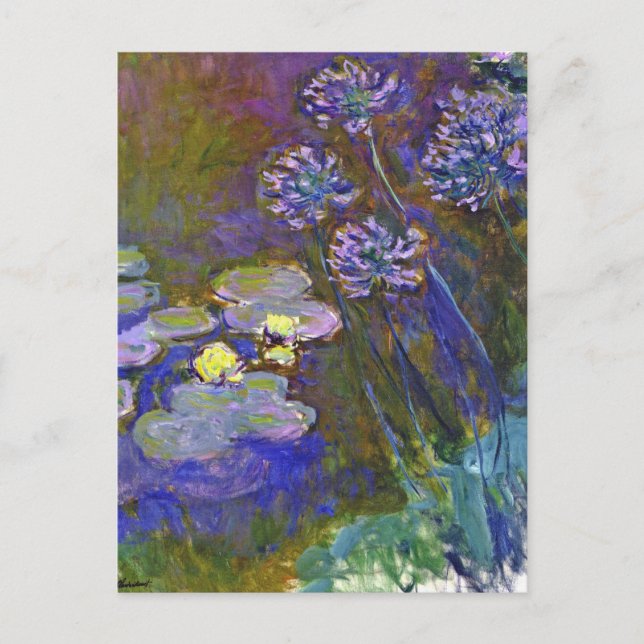 Postal Claude Monet Water Lilies Agapanthus (Anverso)
