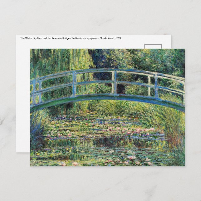 Postal Claude Monet - Water Lily Pond y Puente Japanés (Anverso / Reverso)