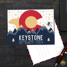 Postal Clavador de esquí Keystone Colorado Flag Mountain