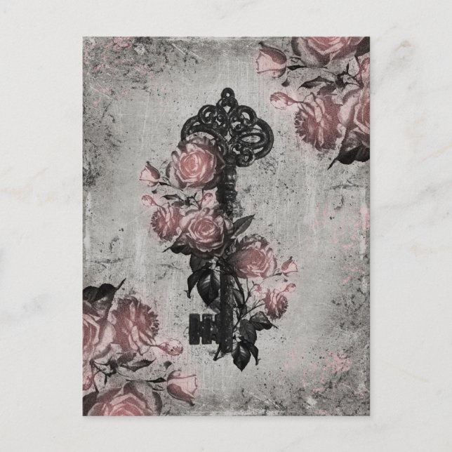 Postal Clave antigua y Rosas (Anverso)