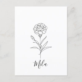 Postal Clavel de Enero Personalizado Flor de Nacimiento