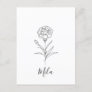 Postal Clavel de Enero Personalizado Flor de Nacimiento
