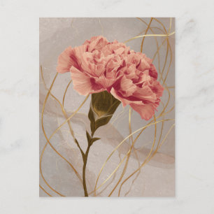 Postal Clavel Floral Dorado Rosa Rubor