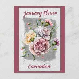 Postal Clavel Floral Flor de Enero Antiguo