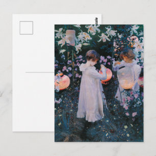Postal Clavel Lirio Lirio Rosa de John Singer Sargent