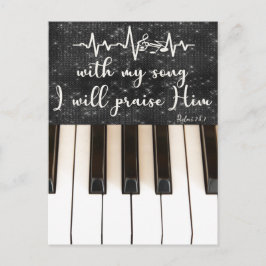 Postal Claves de piano con una cita de la Biblia del salm
