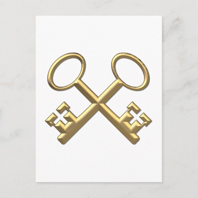 Postal Claves de San Pedro "3-D" doradas (Anverso)