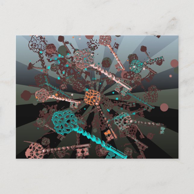 Postal Claves de steampunk psicoadelgazantes, rayos, retr (Anverso)