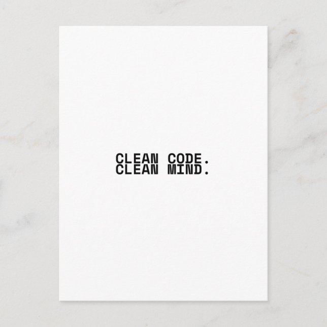 Postal Clean Code Clean Mind Minimalist Technical  (Anverso)