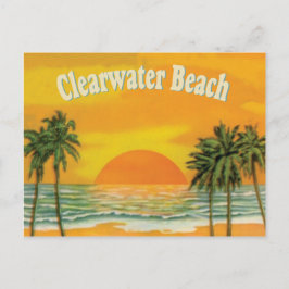 Postal Clearwater Beach, Florida, puesta de sol vintage