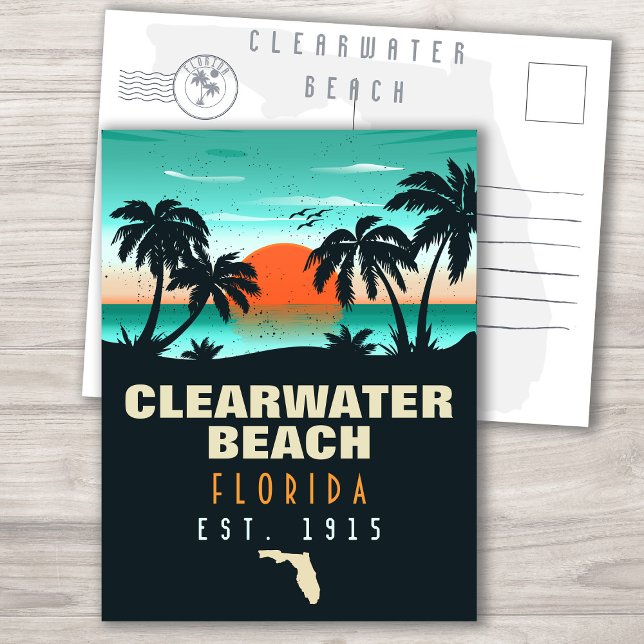 Postal Clearwater Beach Florida Retro Sunset Souvenirs (Subido por el creador)