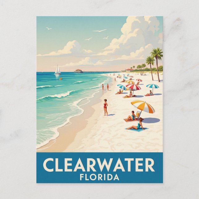 Postal Clearwater Beach Florida Travel (Anverso)
