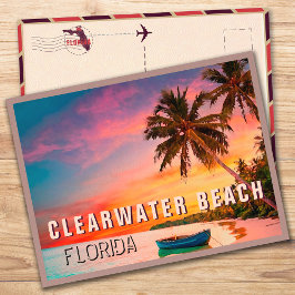 Postal Clearwater Beach Florida Tropical Palm Tree 1950