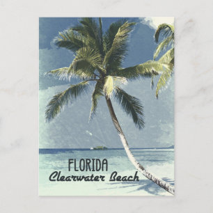 Postal Clearwater Beach Florida Vintage Travel Poster Art