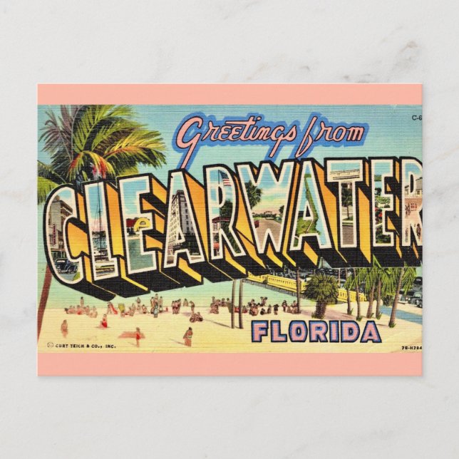 Postal Clearwater Florida Antiguo (Anverso)