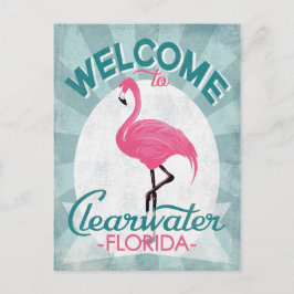 Postal Clearwater Florida Flamenco Rosa Retro