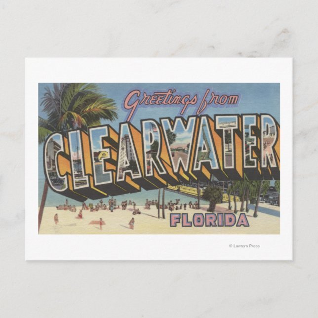 Postal Clearwater, Florida - Grandes Escenas de letras 2 (Anverso)