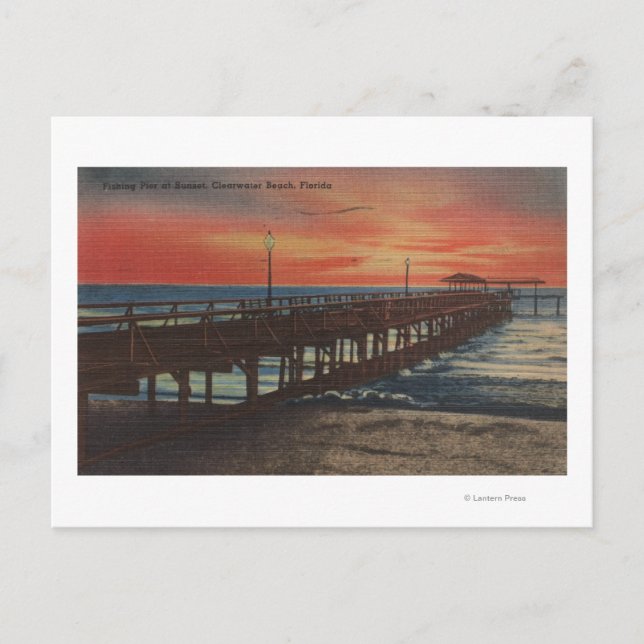 Postal Clearwater, Florida - Sunset View of Fishing Pie (Anverso)