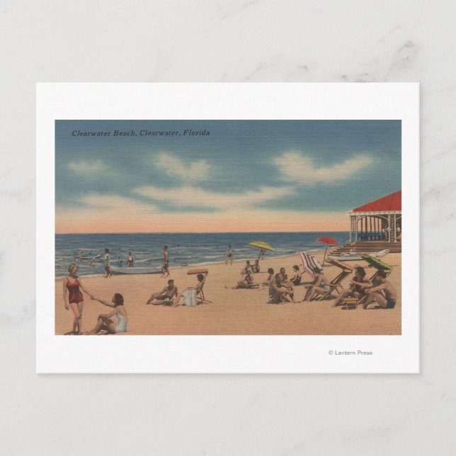 Postal Clearwater, Florida - Vista de la playa de Clearwa (Anverso)