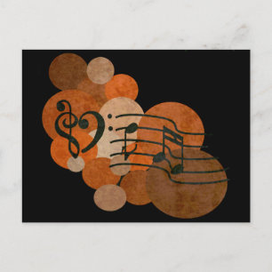 Postal Clefs de música del corazón y puntos de polka nara