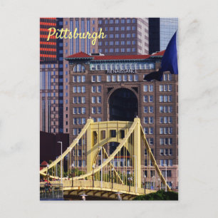 Postal Clemente Bridge Pittsburgh Skyscrapers Día de Vera