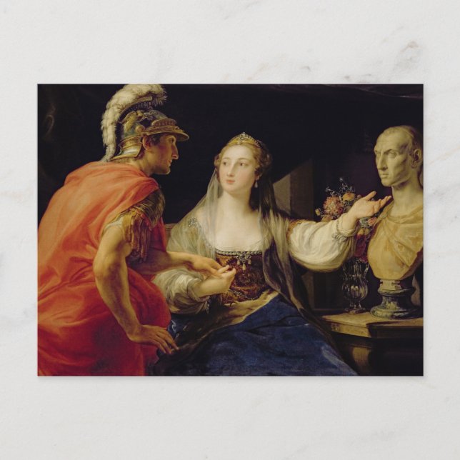 Postal Cleopatra muestra a Octavio el busto de Julius (Anverso)