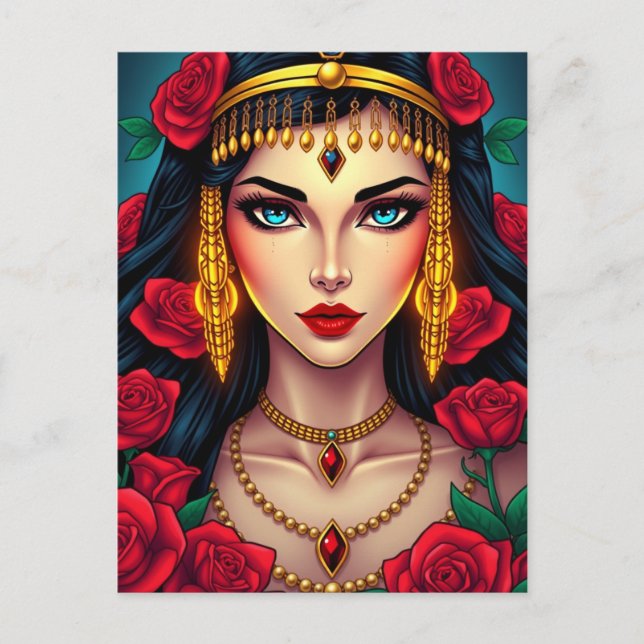 Postal Cleopatra Reina de Egipto en lujoso esplendor (Anverso)