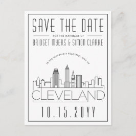 Postal Cleveland Boda | Estilizado Skyline Guardar la fec
