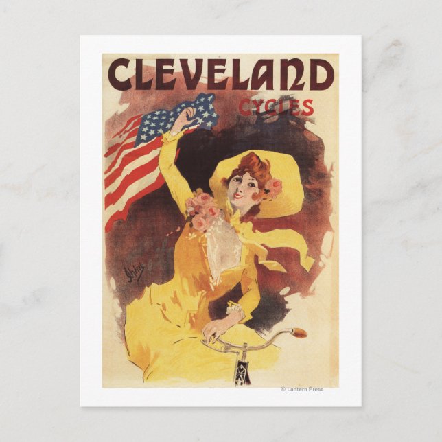 Postal Cleveland monta en bicicleta al chica americano en (Anverso)