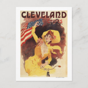 Postal Cleveland monta en bicicleta al chica americano en