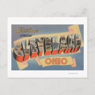 Postal Cleveland, Ohio - Escenas de letras grandes