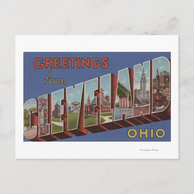 Postal Cleveland, Ohio - Escenas de letras grandes 3 (Anverso)