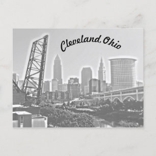 Postal Cleveland, Ohio Riverview Curva BW Postcard