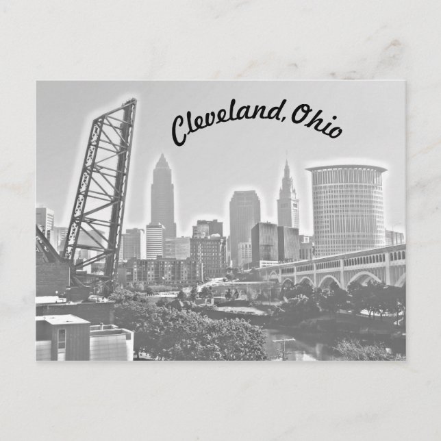 Postal Cleveland, Ohio Riverview Curva BW Postcard (Anverso)