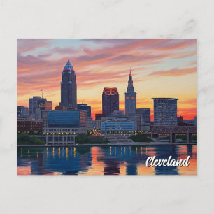 Postal Cleveland Ohio Skyline Sunset